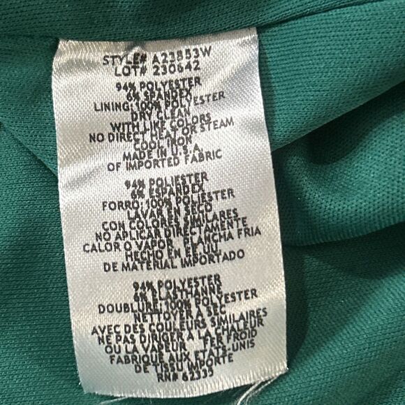 Betsy Adam Knee Length Dress. 22W. Green. Sleeveless. Stretch. Spaghetti Straps - Picture 12 of 12